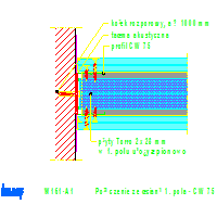 KNAUF SP.zo.o.	 - Ściana kuloodporna W161 - W161-A1_Połączenie_ze_ścianą_1_pola_-_CW_75 dwg