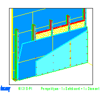 KNAUF SP.zo.o.	 - System chroniący przed promieniowaniem Ściana K131 Safeboard - K131S-P1_Perspektywa_-_1x_Safeboard_+_1x_Diamant dwg