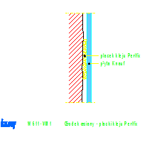 Knauf Gips KG - Plasterboard and prewall W611 - W611-VM1_Środek_ściany _-_ placki_kleju_Perlfix dwg