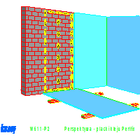 Knauf Gips KG - Plasterboard and prewall W611 - W611-P2_Perspektywa _-_ placji_kleju_Perlfix dwg