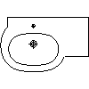 Sanitec Koło Sp. z o.o. - 80 cm asymmetrical washbasin with single tap hole right - Plan view dwg