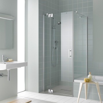 Kermi - Kermi - 04 - Swing door with fixed fields, short side wall next to the bathtub