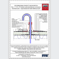 TechnoNICOL  - The single layer mechanically fixed to the structure with trapezoidal sheet - The single layer mechanically fixed to the structure with trapezoidal sheet metal - removal of electric cables dwg