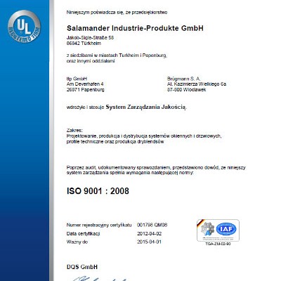 Salamander Window &amp; Door Systems S.A. - Salamander Window &amp; Door Systems S.A. - ISO 9001